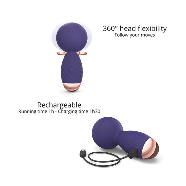 Love to Love Itsy Bitsy Rechargeable Silicone Mini Wand Vibrator Midnight Indigo - Headshop.com