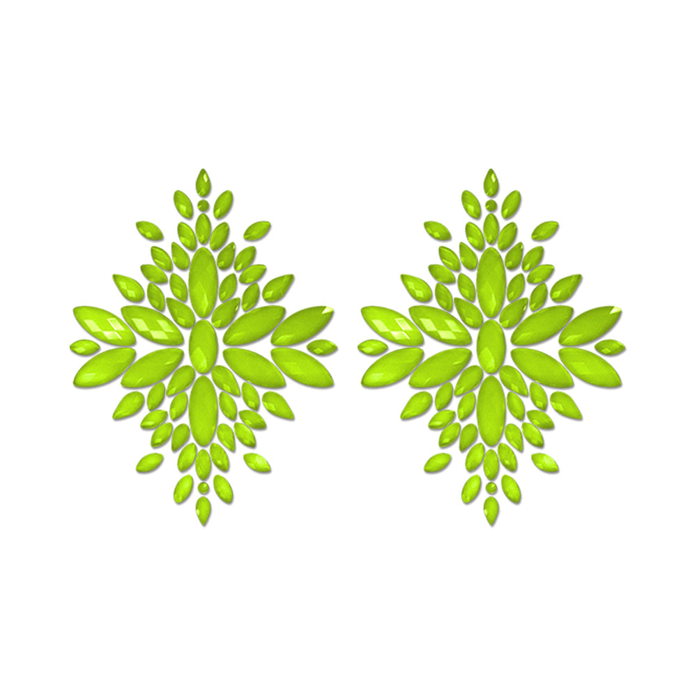 Fantasy Lingerie Glow-In-The-Dark Crystal 1 Pair Jeweled Pasties Neon Green O/S - Headshop.com