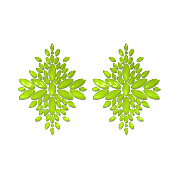 Fantasy Lingerie Glow-In-The-Dark Crystal 1 Pair Jeweled Pasties Neon Green O/S - Headshop.com