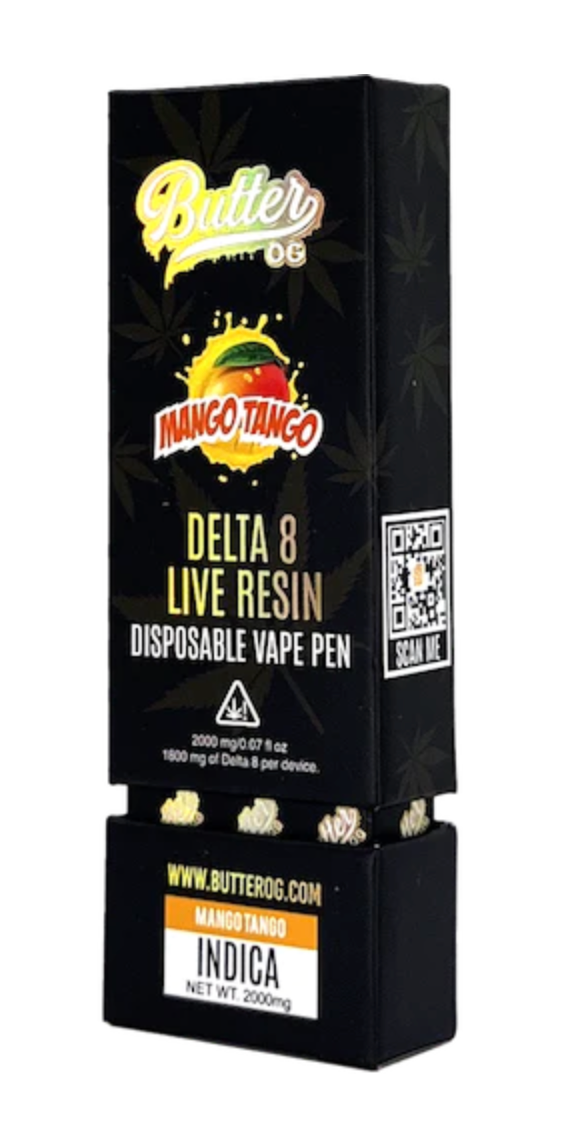 Butter OG Delta 8 Live Resin Disposable Vape 2G - Mango Tango (Sativa) - Headshop.com
