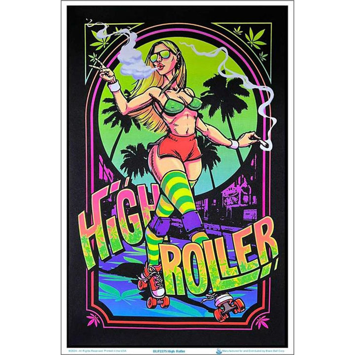 High Roller Girl Flocked Blacklight Poster - 23"x35" - Headshop.com