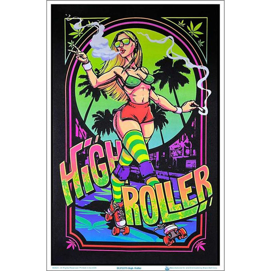 High Roller Girl Flocked Blacklight Poster - 23"x35" - Headshop.com