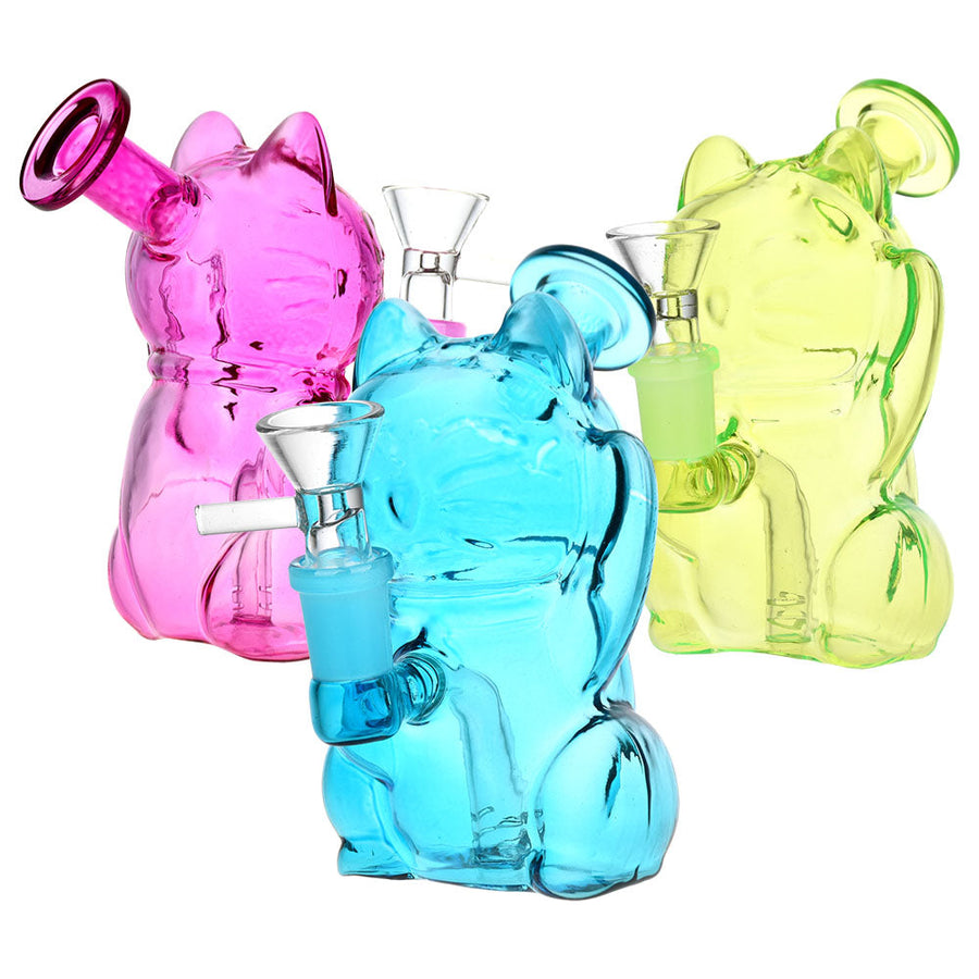 5PC SET - Purr Purr Pass Glass Water Pipe - 4.75" / 14mm F / Assorted Colors - Headshop.com
