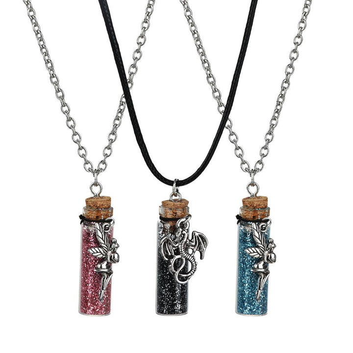 Pewter Pendant Glitter Bottle Necklace | 11.5" - Headshop.com