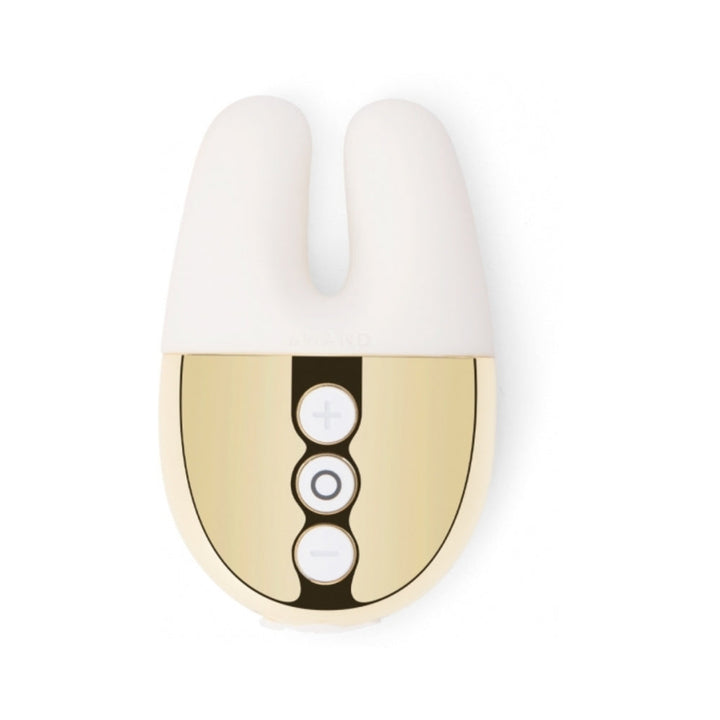 Le Wand Chrome Double Vibe Rechargeable Silicone Mini Vibrator White/Gold - Headshop.com