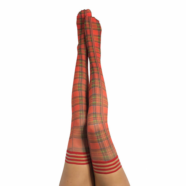 Kixies Grace Plaid Thigh-High Red Size A - Headshop.com