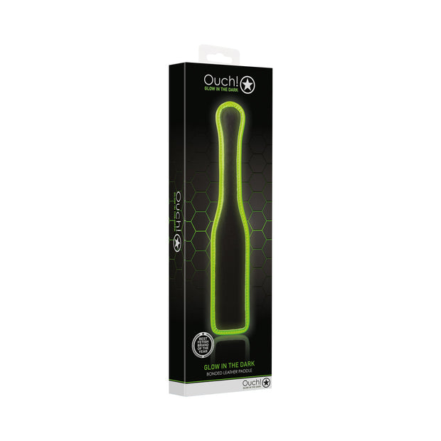Ouch! Glow in the Dark Bonded Leather Paddle Neon Green - Headshop.com