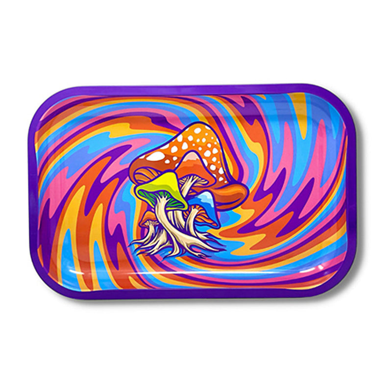 Mushroom Rainbow Swirl Metal Rolling Tray - Headshop.com