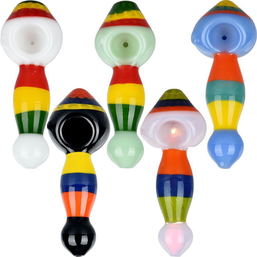 Striped Golf Ball Glass Hand Pipe - 5.25" / 10CT - Headshop.com