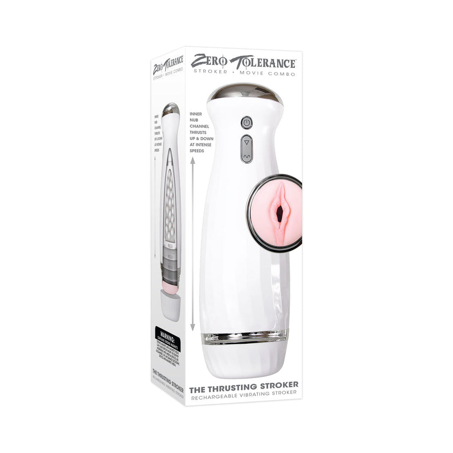 Zero Tolerance Rechargeable Thrusting Stroker With Movie Download White - Headshop.com