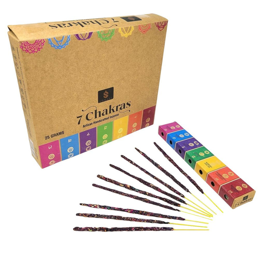 SONAVI 7 Chakras Artisan Handcrafted Incense Sticks - 25g 12ct - Headshop.com