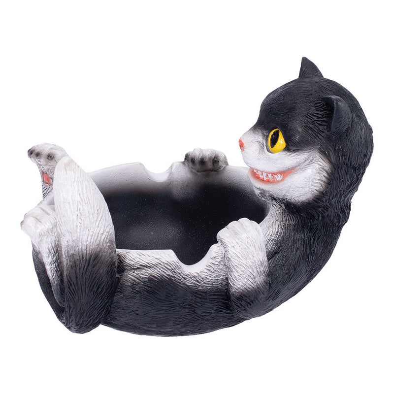 Fujima Trippy Tuxedo Cat Polystone Ashtray - 5"x3.5" - Headshop.com