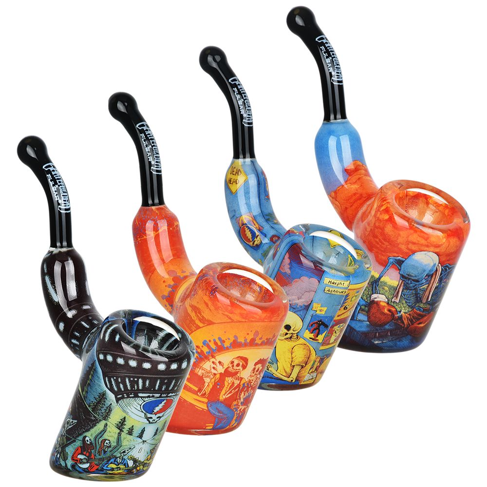 Grateful Dead x Pulsar Inside Print Bent Sherlock Pipe | 4" - Headshop.com