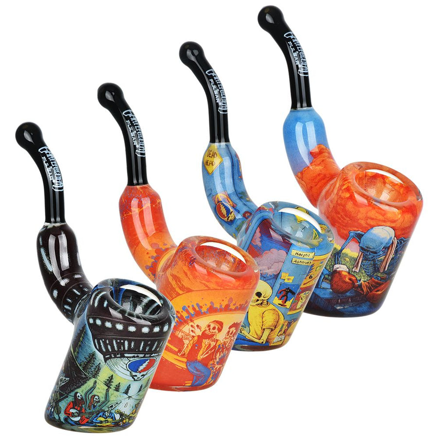 Grateful Dead x Pulsar Inside Print Bent Sherlock Pipe | 4" - Headshop.com