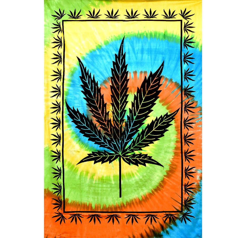 ThreadHeads Tie-Dye Hemp Leaf Tapestry - Headshop.com