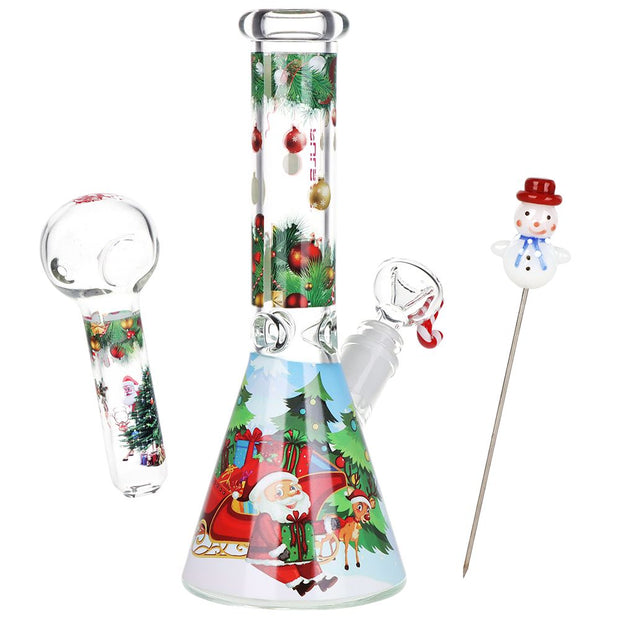 Pulsar Ho-Ho-Holiday Glass Smoking Set - 10" / 14mm F