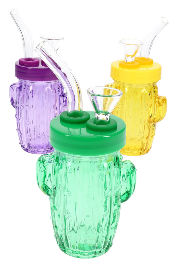 Colored Glass Cactus Water Pipe “Desert Sipper” – 3.5″ - Headshop.com
