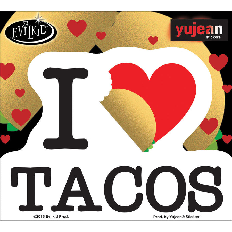 4.5"x3.5" I Heart Taco's by Evil Kid Sticker - Headshop.com
