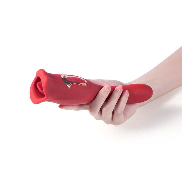 Honey Play Box Eva Sucking Mouth Tongue Clit Stimulator and G-spot Vibrator Red - Headshop.com