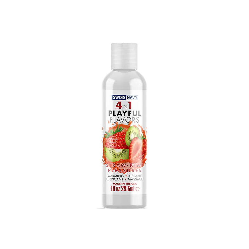 Swiss Navy 4 in 1 Playful Flavors Straw-Kiwi Pleasures 1 oz. - Headshop.com