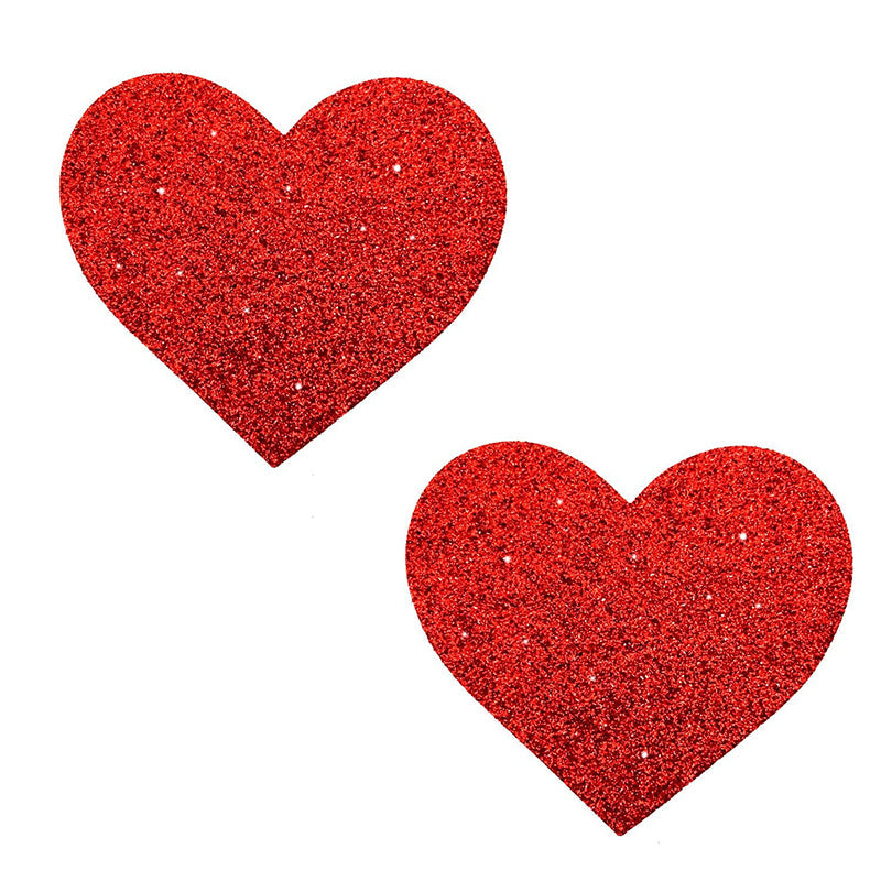 Neva Nude Pasty Hearts Glitter Red - Headshop.com