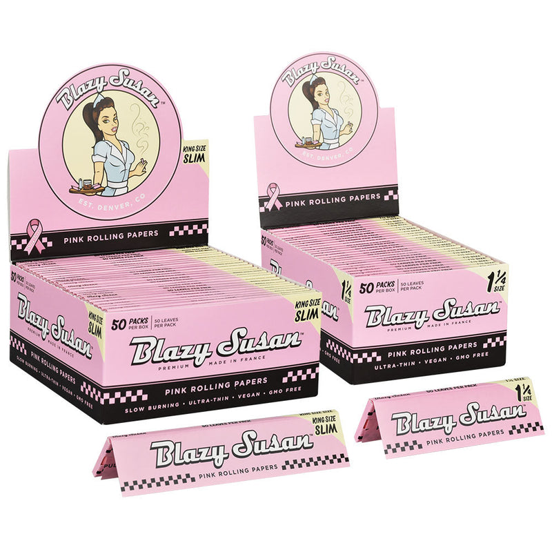 Blazy Susan Pink Rolling Papers | 50pk | 50pc Display - Headshop.com