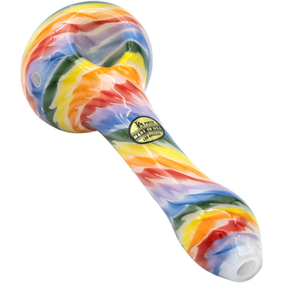 LA Pipes Rainbow Tie-Dye Glass Spoon Pipe on White - Headshop.com