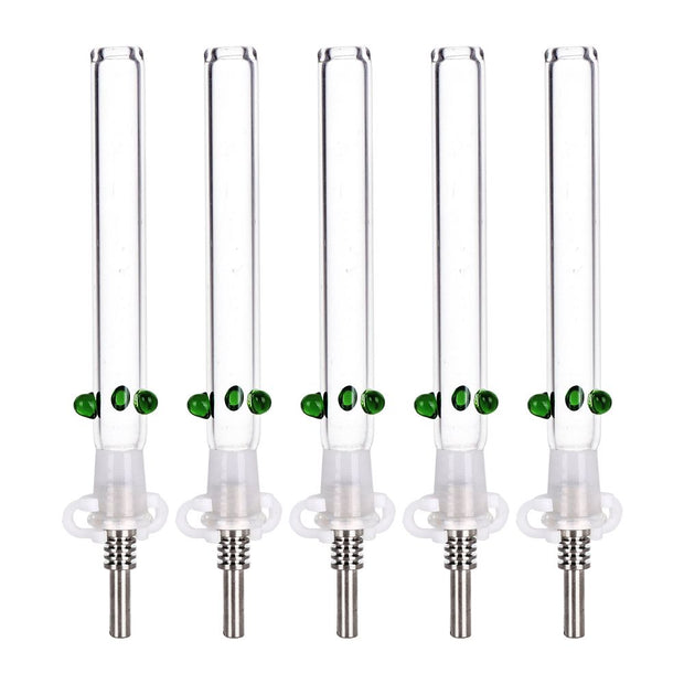 5CT BUNDLE - Glass Honey Straw w/ Titanium Tip - 6" / Clear