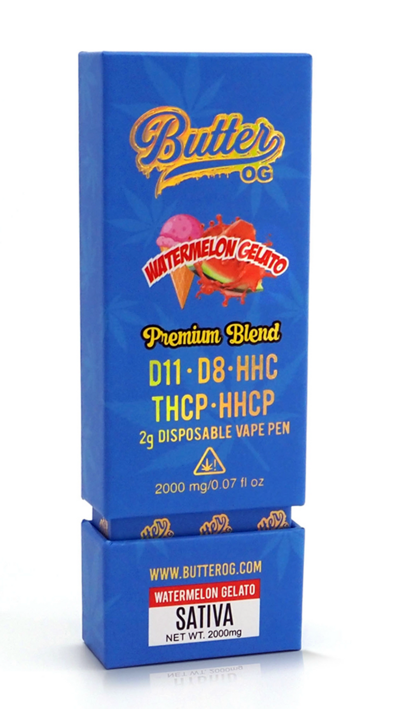 Butter OG Premium Blend D11, D8, HHC, THCP, HHCP 2g Disposable Vape - Watermelon Gelato (Sativa) - Headshop.com
