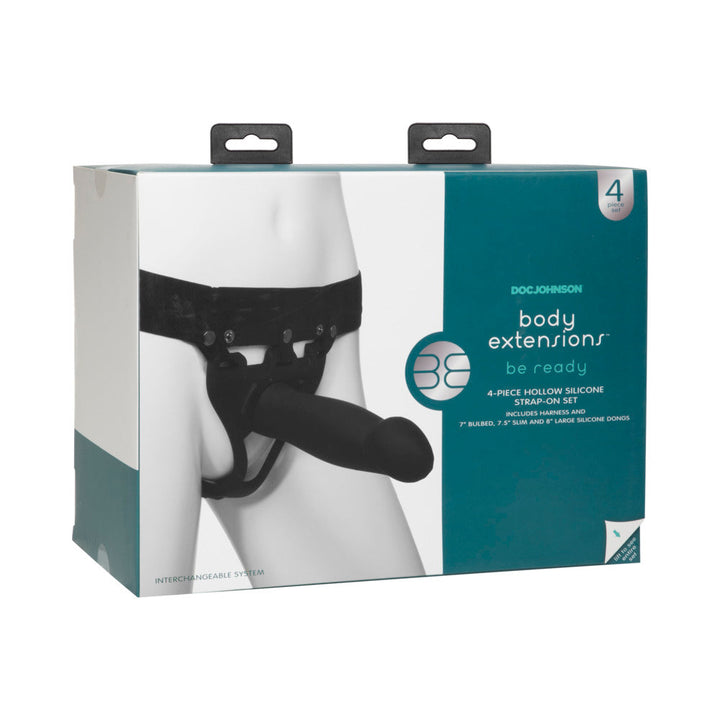 Be Ready Body Extensions Hollow Strap-On 4-Piece Set Black - Headshop.com