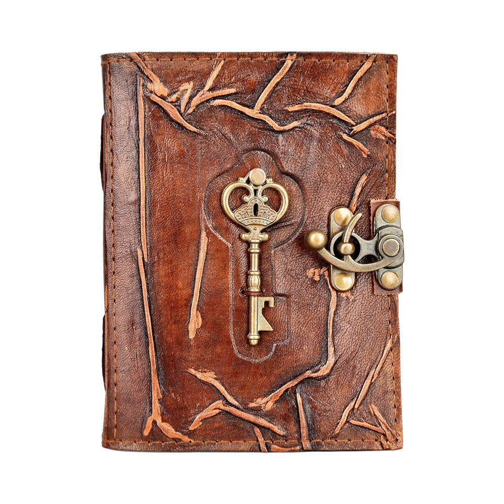 Key To the City Embossed Leather Journal w/ Metal Key Accent - 5"x7" - Headshop.com