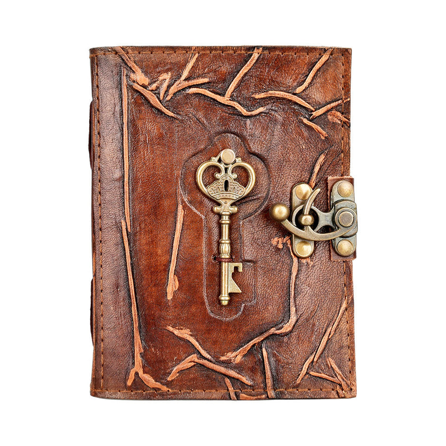 Key To the City Embossed Leather Journal w/ Metal Key Accent - 5"x7" - Headshop.com