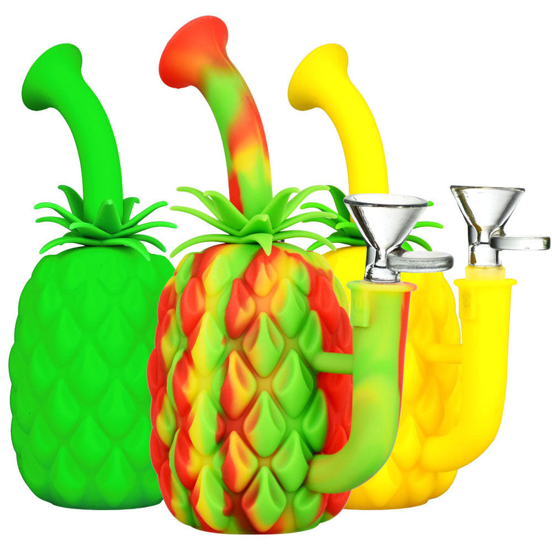 Silicone Pineapple Water Pipe - 7" / 14mm F / Colors Vary - Headshop.com