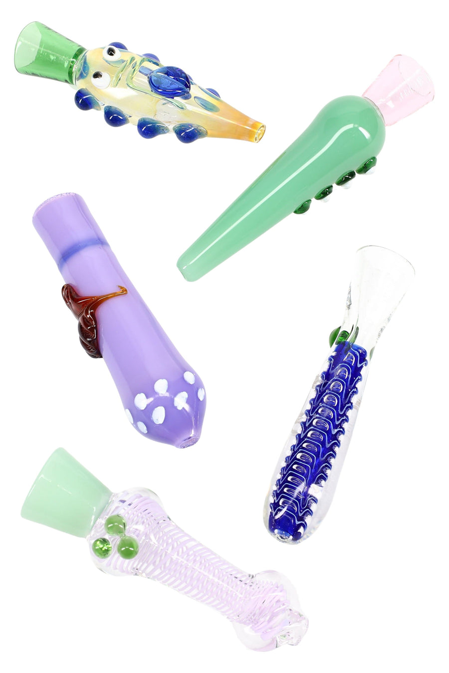 Colorful Glass Chillum “Pocket Prism” – Small – Assorted - Headshop.com