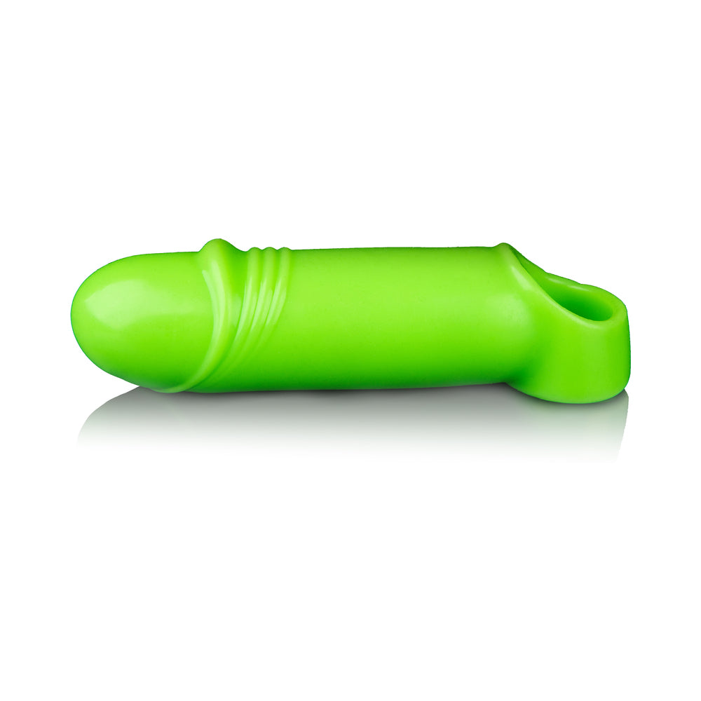 Ouch! Glow in the Dark Smooth Thick Stretchy 6.3 in. Penis Sleeve with Foreskin Details Neon Green - Headshop.com
