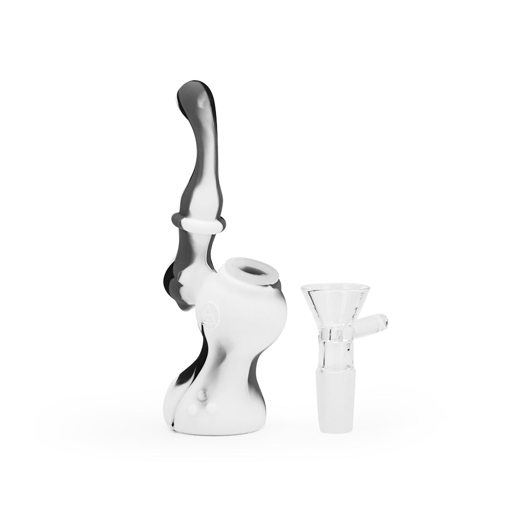 Ritual - 5'' Silicone Upright Bubbler - Black & White Marble - Headshop.com
