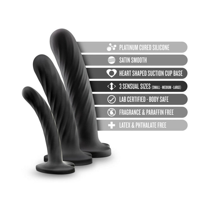Temptasia Twist Kit 3-Piece Silicone Dildo Set Black - Headshop.com