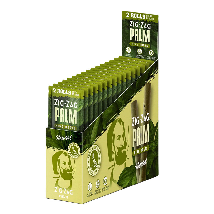 Zig Zag Natural King Palm Rolls | 2pk | 15pc Display - Headshop.com