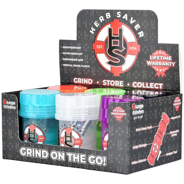 HerbSaver Large Grinder - 3.8" x 2.4" / 4pc / 6ct - Headshop.com
