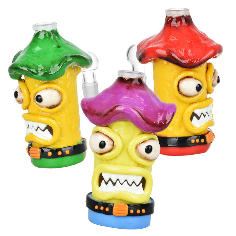 Shroom Monster Glass & Enamel Ash Catcher - 4.75" / 14mm M / 90D / Colors Vary - Headshop.com