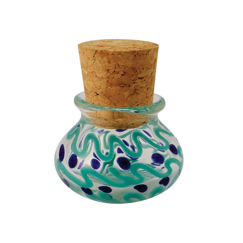 2.5" Multicolored Glass Jar w/ Squiggles & Dots - Includes C - Headshop.com