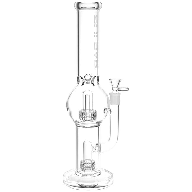 Pulsar Double Chamber Bubble Glass Water Pipe - 14" / 14mm F / Clear