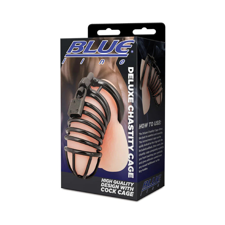 Blue Line Deluxe Chastity Cage Black - Headshop.com