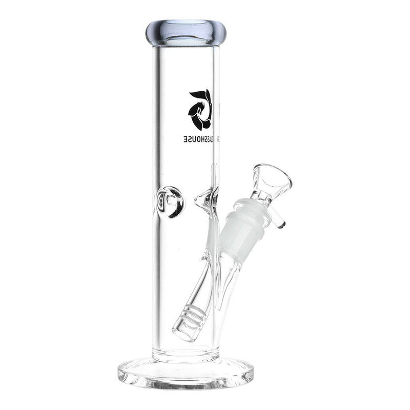 Glass House Pinched Straight Tube Glass Waterpipe - 7.75" / 14mm F / Colors Vary - Headshop.com