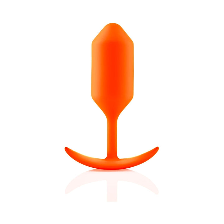 b-Vibe Snug Plug 3 Weighted Silicone Anal Plug Orange - Headshop.com