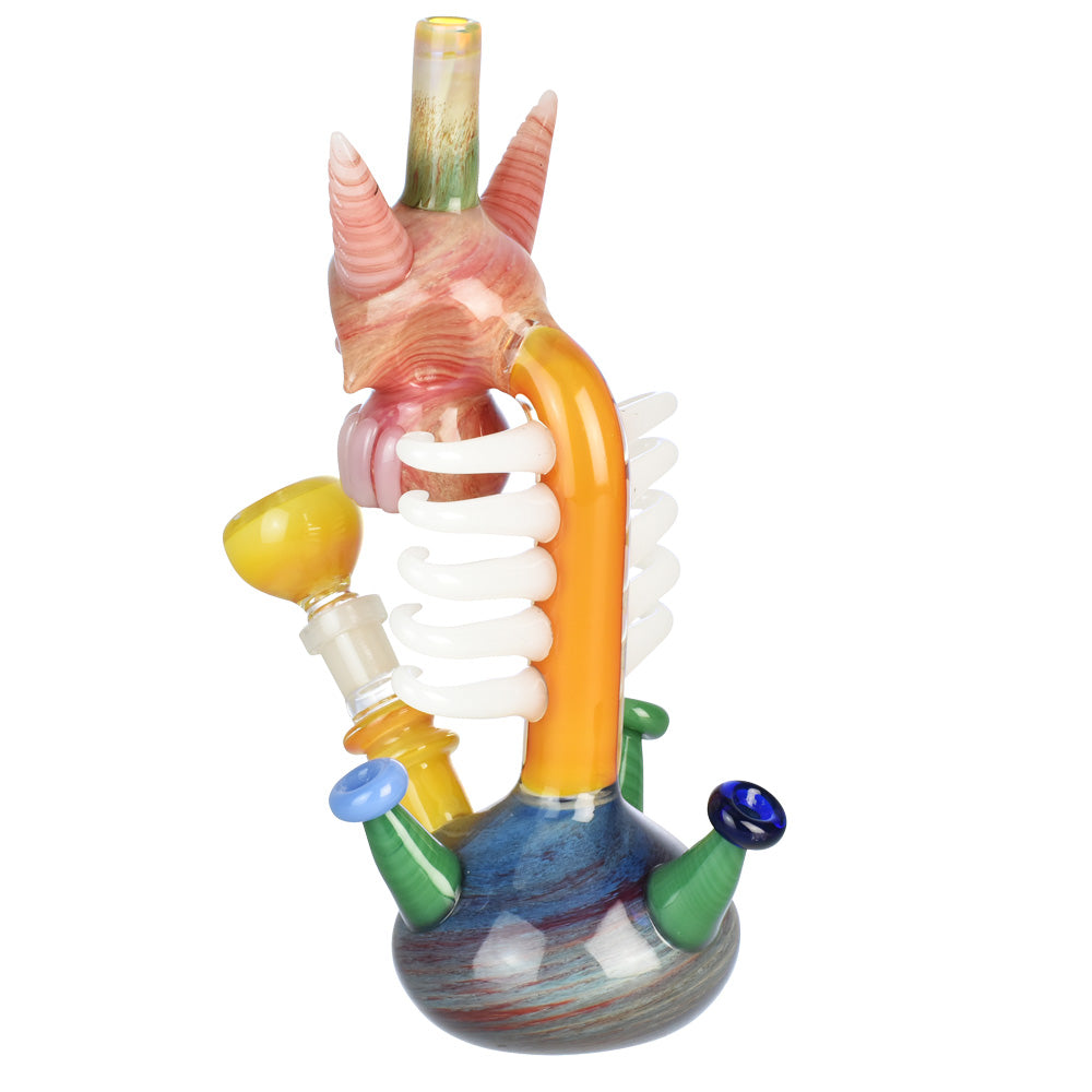 Demonic Skull & Shrooms Water Pipe - 9.5"/14mm F/Colors Vary - Headshop.com