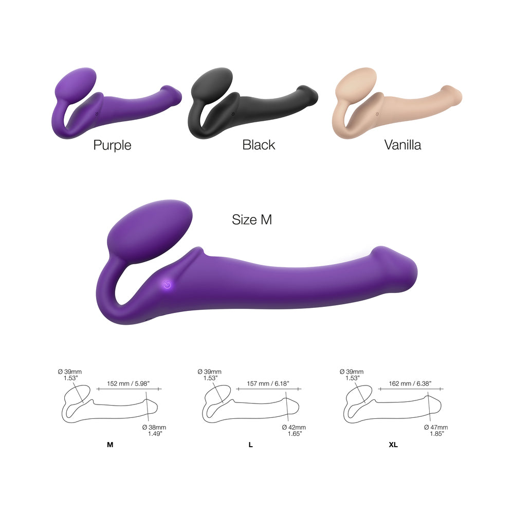Strap-On-Me Rechargeable Remote-Controlled Silicone Vibrating Bendable Strap-On Purple M - Headshop.com