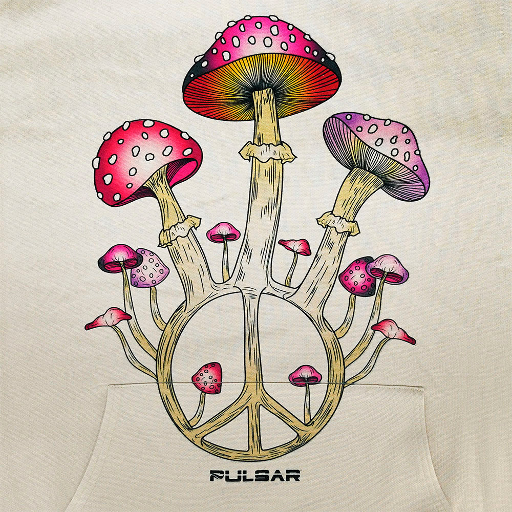 Pulsar Peace & Shrooms Hoodie - Khaki - Headshop.com