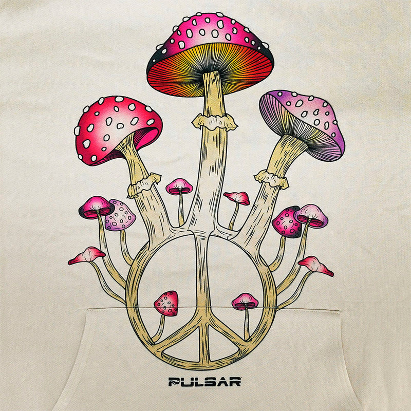 Pulsar Peace & Shrooms Hoodie - Khaki - Headshop.com