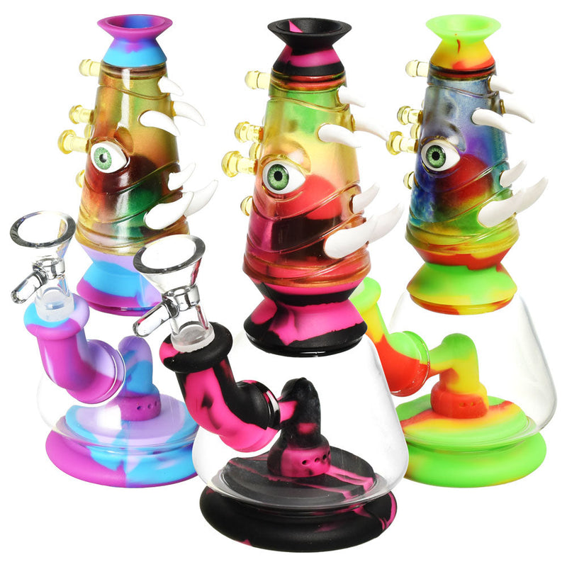 Horned Eye Silicone & Resin Water Pipe - 7"/14mm F/Colors Vary - Headshop.com
